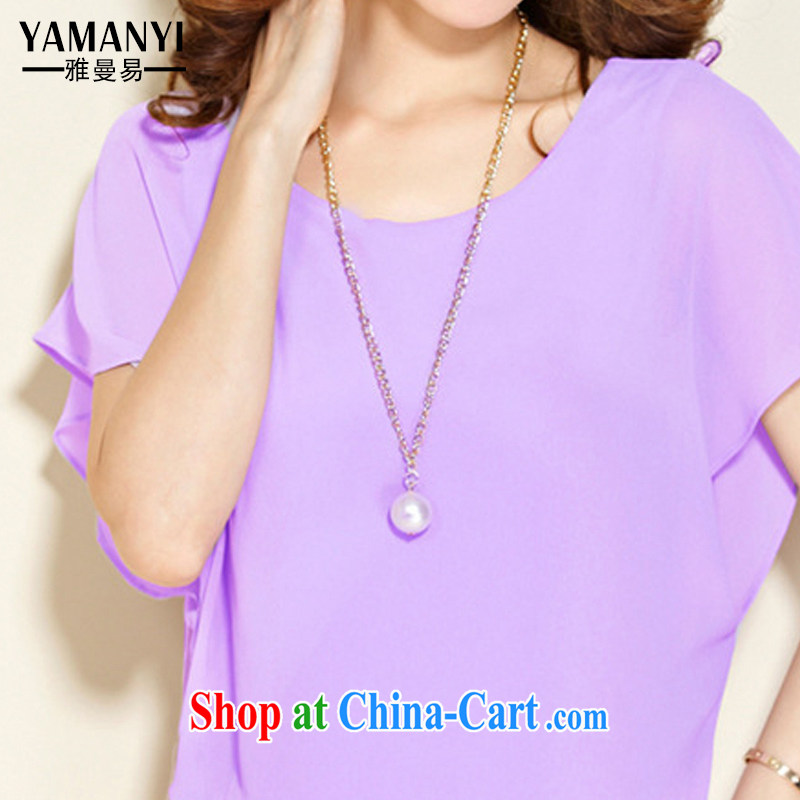 Jacob Amman to 2015 spring and summer new female snow woven shirts loose short-sleeved shirt T graphics thin T-shirt solid T-shirt 8828 purple XXXXL, Manchester to YaManYi), and, on-line shopping