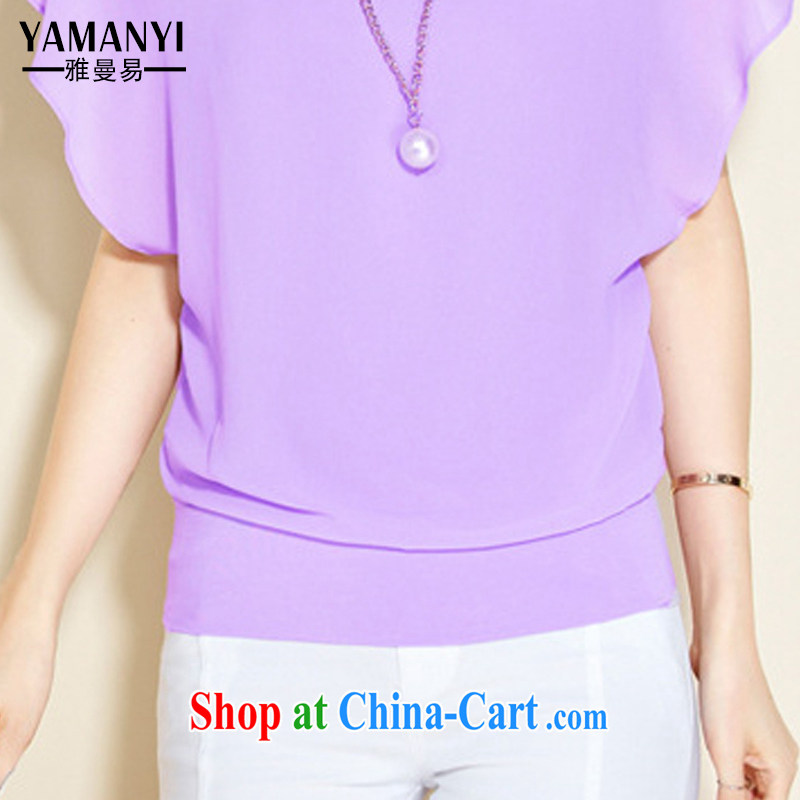 Jacob Amman to 2015 spring and summer new female snow woven shirts loose short-sleeved shirt T graphics thin T-shirt solid T-shirt 8828 purple XXXXL, Manchester to YaManYi), and, on-line shopping