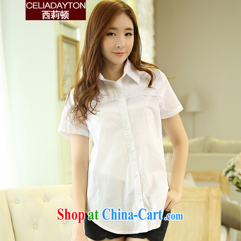 Ms. Cecilia lady shirt 2015 mm thick summer new and indeed increase the long graphics thin Korean style short-sleeve cotton shirt thick sister leisure T-shirt female white XXXL, Ms. Cecilia (celia Dayton), shopping on the Internet