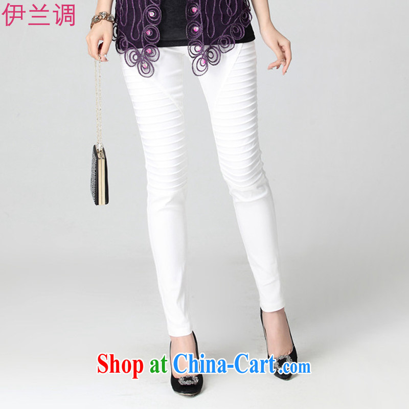 Iraq, the 2015 summer new, larger female thick mm thick sister high waist pleated high pop-up pencil pants 7052 white XXXL