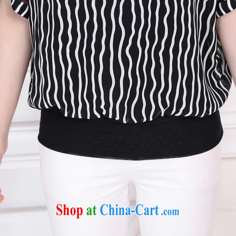 The 2015 code female 200 Jack summer Korean autumn replace the fat increase, fat, Video thin leisure relaxed thick mm summer stripes short-sleeved snow-woven shirts in bold stripes 3XL, Yeon-joo, and shopping on the Internet