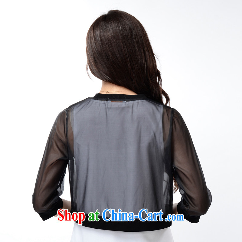 The Sun takes the fat increase, female summer sunscreen shirts on 200 mm jack fat people video thin stylish cardigan Air Conditioning Service shirt TYH 6815 black 5 XL, TAI YANG HUA, shopping on the Internet