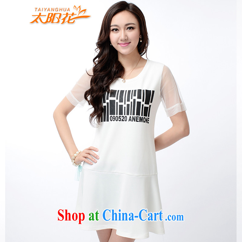 Sun Flower larger female summer thick sister 200 Jack letter stamp the fat and loose flouncing dresses TYH 6801 black 5 XL, TAI YANG HUA, shopping on the Internet