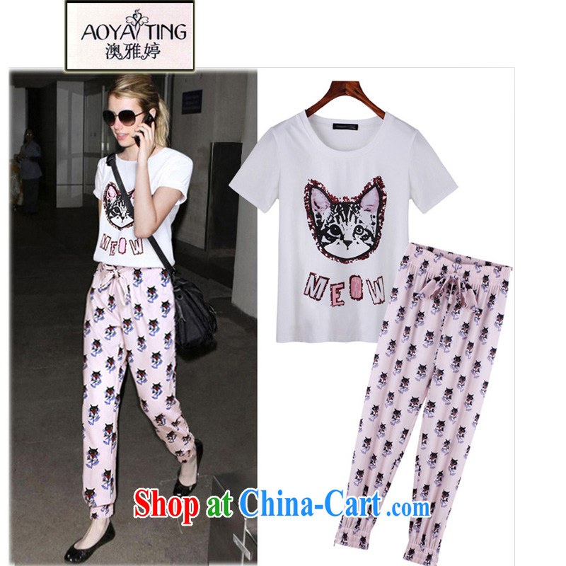 o Ya-ting 2015 New, and indeed increase, female fat mm summer short-sleeve T-shirt snow woven, trouser press kit female picture color two-piece 5 XL recommends that you 175 - 200 jack