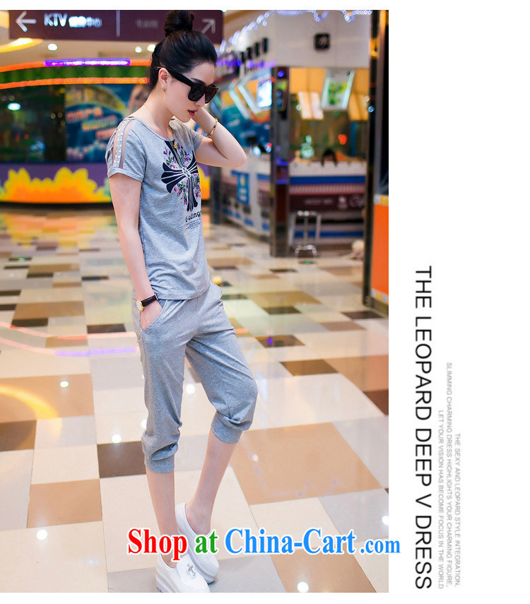 The MS 2015 summer new women with large, round-neck collar beauty stamp T shirts girls short-sleeved shirts 7 pants sportswear girls K 0388 light gray XL pictures, price, brand platters! Elections are good character, the national distribution, so why buy now enjoy more preferential! Health