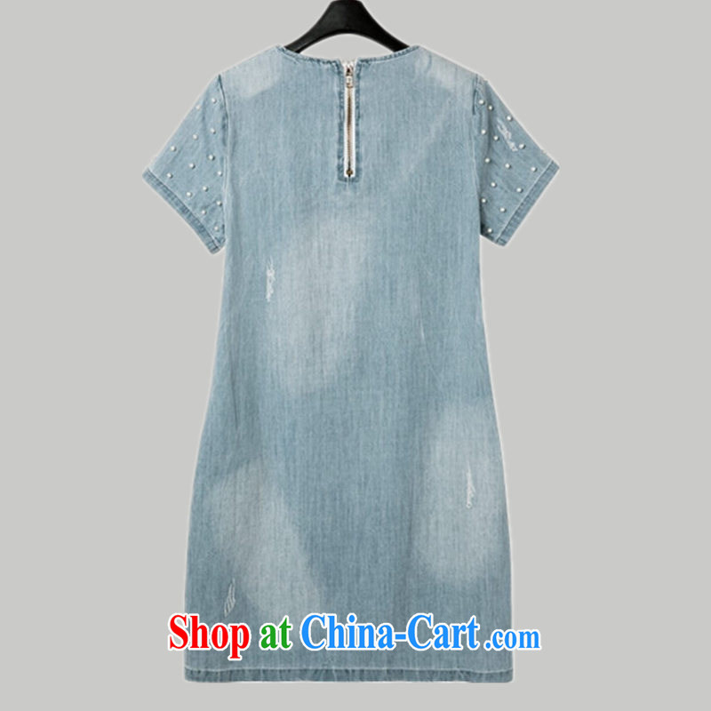 The Zaytun Unit 2015, and the United States and Europe is large, female round-collar short-sleeve washable denim Pearl thick MM denim dress 200 jack to wear DM 1172 denim blue the code 3 XL, coral blue, and shopping on the Internet