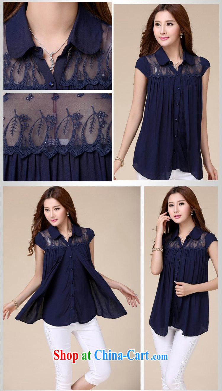 Shu, Mr Rafael Hui New Summer Snow woven shirts lace T-shirt Han version ultra-large, loose video thin short-sleeved T-shirt thick sister stylish Openwork female shirts and elegant embroidered large summer, dark blue XXXL pictures, price, brand platters! Elections are good character, the national distribution, so why buy now enjoy more preferential! Health