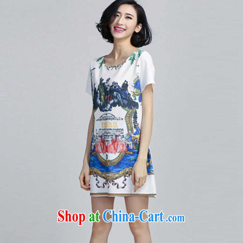 snow storm, the 2015 code female summer graphics thin retro the FAT and FAT sister A Field skirt dresses A 8806 white XXXXXL, snow storm, Jennifer XUEZHOUQI), online shopping