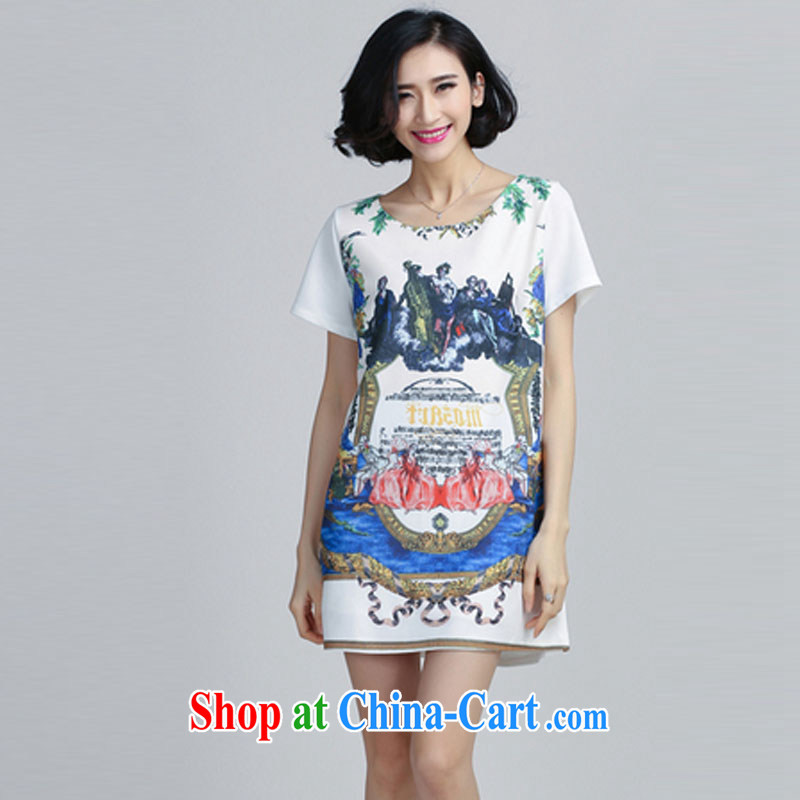 snow storm, the 2015 code female summer graphics thin retro the FAT and FAT sister A Field skirt dresses A 8806 white XXXXXL, snow storm, Jennifer XUEZHOUQI), online shopping