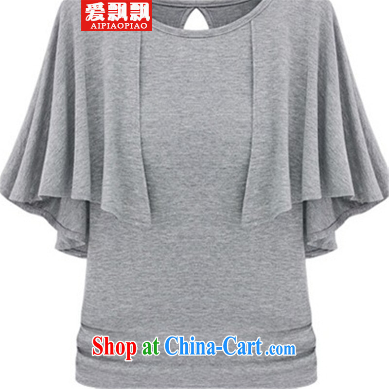 Love fills the air in Europe and by 2015 the Code women thick MM the fat XL female Summer Snow woven T-shirts female short-sleeved light gray code XXXXL, love flying (AIPIAOPIAO), shopping on the Internet