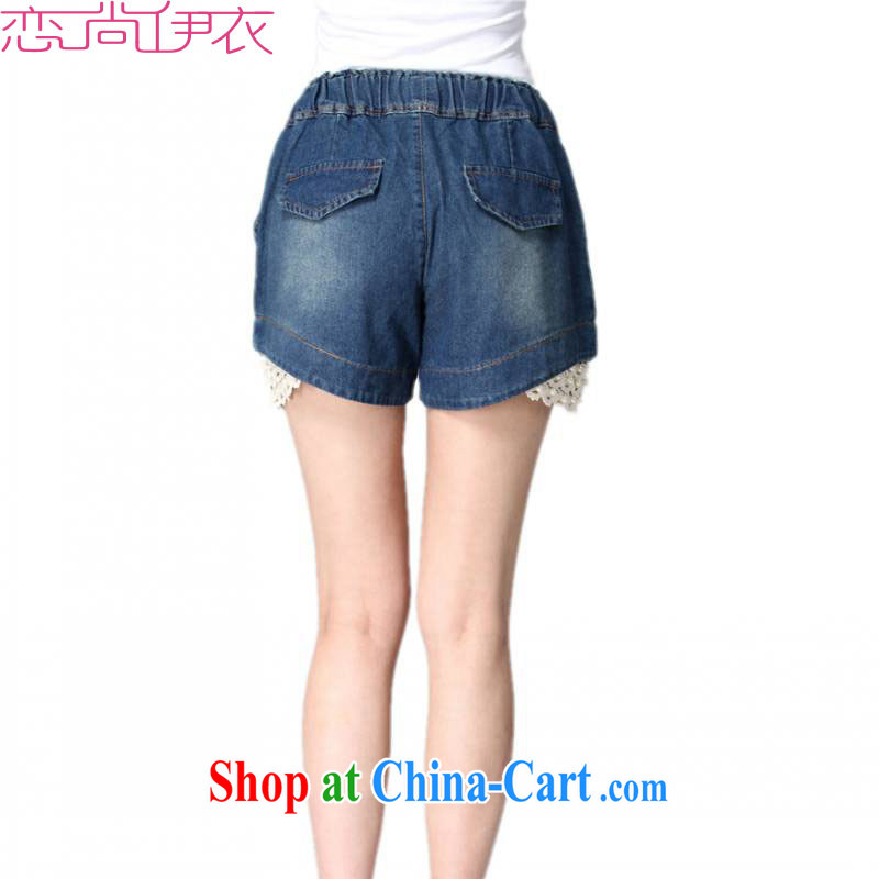 The e-mail package XL new summer wear jeans Elastic waist, waist lace hot pants Leisure Centers 100 mm ground shorts children with the light blue tie with Elasticated waist, land is still the garment, and shopping on the Internet