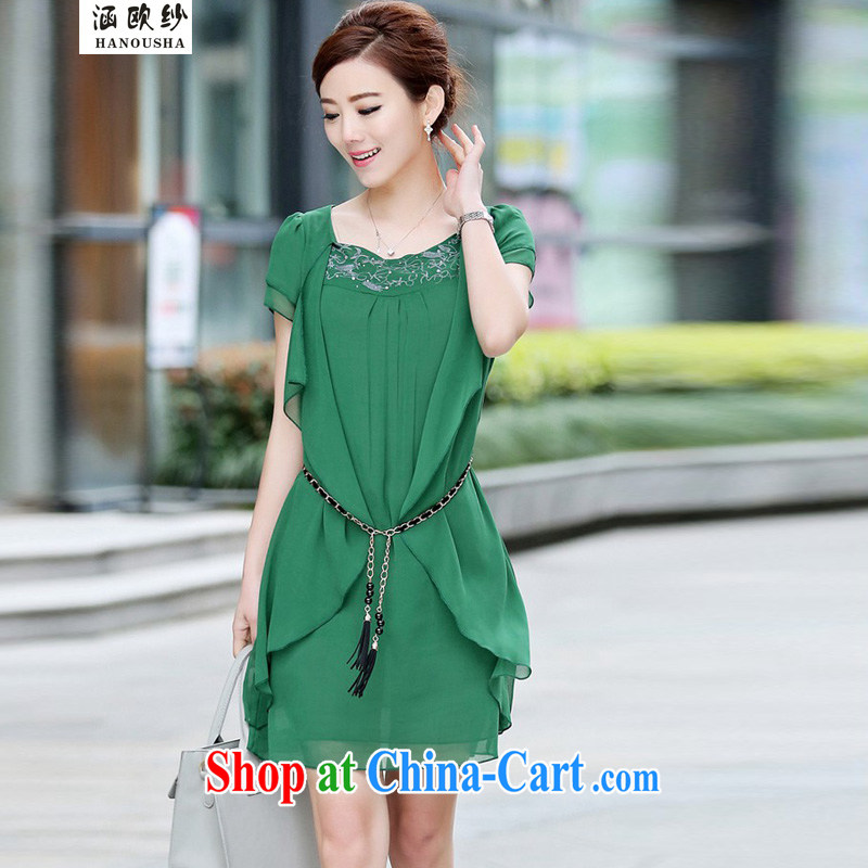 COVERED BY THE 2015 summer new female Korean version loose video thin thick mm and indeed increase, female short-sleeve snow woven dresses orange XXXXL, covering the yarn (Hanousha), online shopping