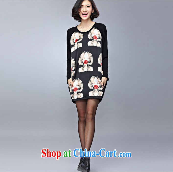 Athena Chu Yan and snow 2015 summer new thick mm maximum code female long-sleeved loose dress black XL pictures, price, brand platters! Elections are good character, the national distribution, so why buy now enjoy more preferential! Health