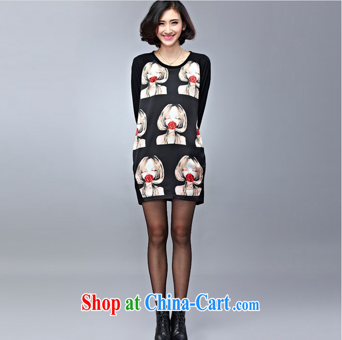Athena Chu Yan and snow 2015 summer new thick mm maximum code female long-sleeved loose dress black XL pictures, price, brand platters! Elections are good character, the national distribution, so why buy now enjoy more preferential! Health