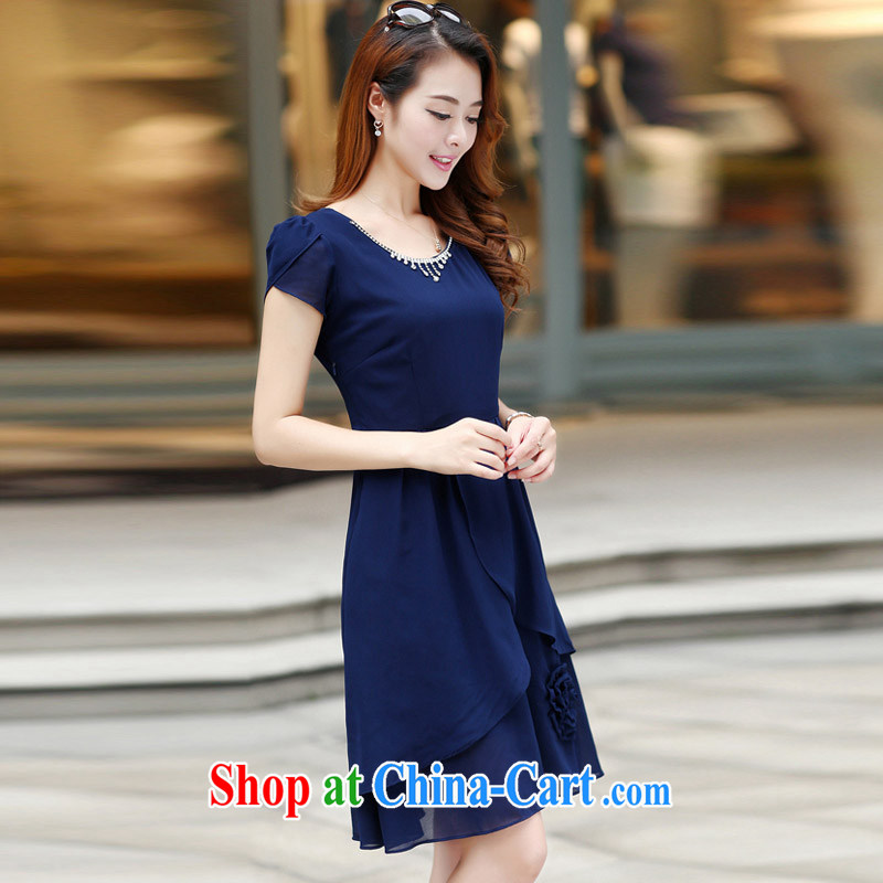 For health, be 2015 summer new cultivating larger commuter temperament OL the waist graphics thin A field snow woven dresses A 8230 photo color XXXXL, health, concluded (REDIFE), online shopping