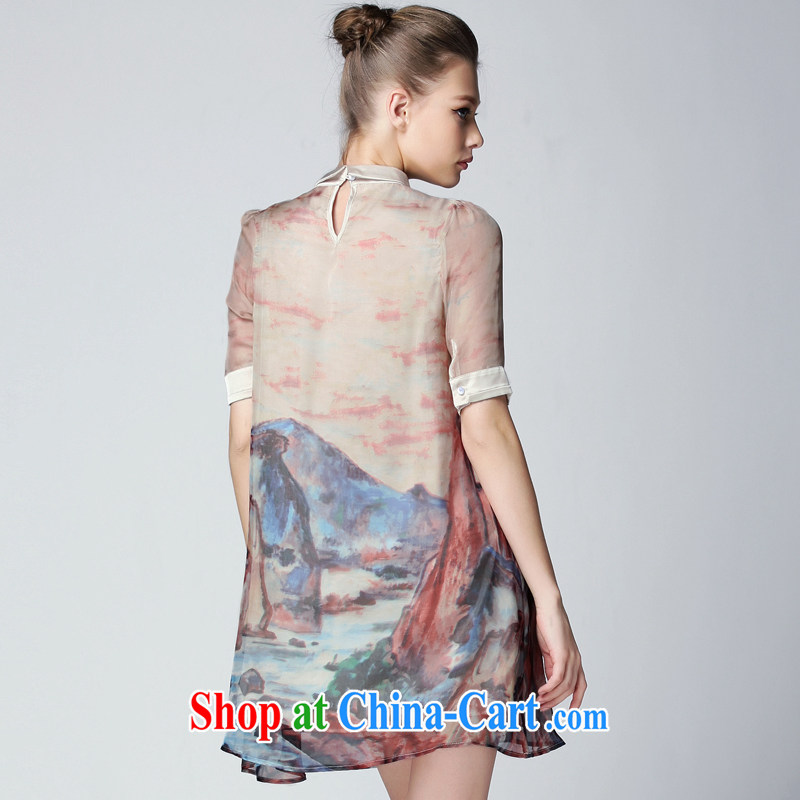 Director of summer 2015 in Europe and America with new stylish stamp on the younger sister, female high-end emulation Silk Dresses video thin, 2115 A fancy green code 2 140 XL around jack, Director (Smeilovly), online shopping