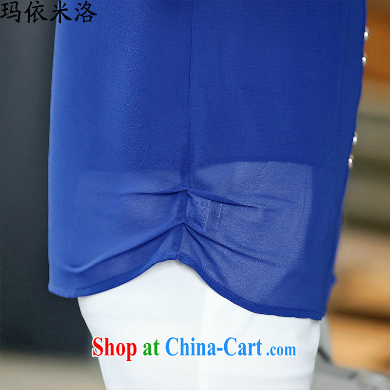 mm thick 2015 summer female new short-sleeved solid colors and stylish loose video thin large, female snow woven shirts and elegant small T-shirt women T-shirt, older women with new royal blue XXXL recommendations 140 - 155 jack, according to her, and, on-line shopping