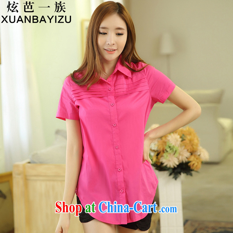 Cool Barbie ethnic Korean version, the code shirt girls cotton shirt girls of summer red 4 XL