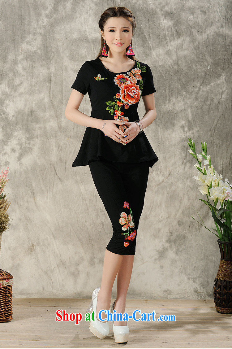 spring and summer, new Ethnic Wind embroidery Embroidery is not rules, with a short-sleeved large, female T shirt + embroidery solid Trouser press kit female sung lim bird 2015 delivery package mail white M pictures, price, brand platters! Elections are good character, the national distribution, so why buy now enjoy more preferential! Health