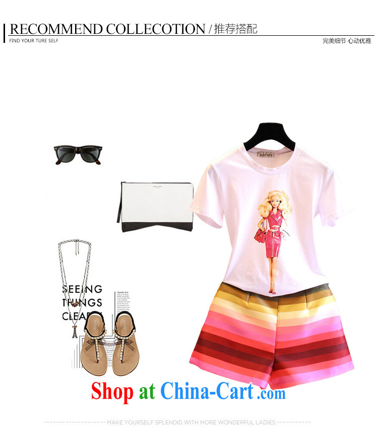 Purple long-sun Korean summer new, two-piece and indeed increase, female fat mm cartoon short-sleeved T shirt T-shirt + Rainbow striped short pants 7249 #3 XL 150 - 160 Jack left and right pictures, price, brand platters! Elections are good character, the national distribution, so why buy now enjoy more preferential! Health