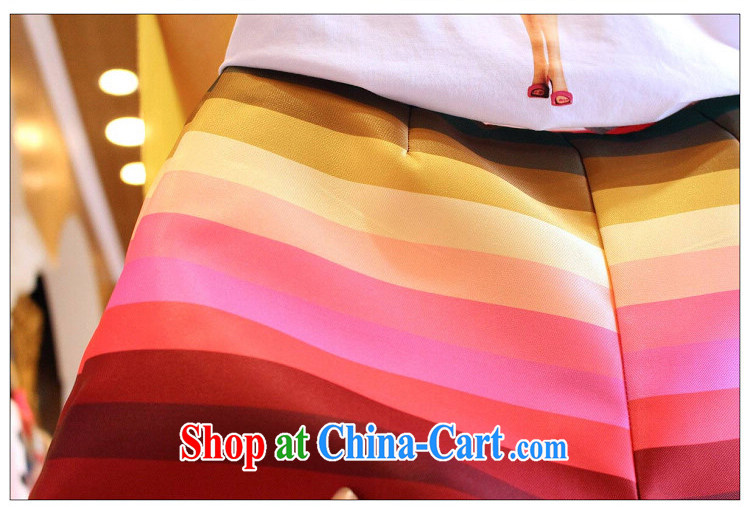 Purple long-sun Korean summer new, two-piece and indeed increase, female fat mm cartoon short-sleeved T shirt T-shirt + Rainbow striped short pants 7249 #3 XL 150 - 160 Jack left and right pictures, price, brand platters! Elections are good character, the national distribution, so why buy now enjoy more preferential! Health