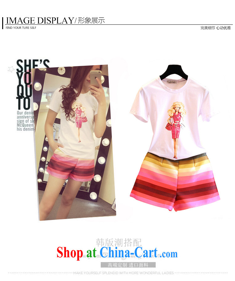 Purple long-sun Korean summer new, two-piece and indeed increase, female fat mm cartoon short-sleeved T shirt T-shirt + Rainbow striped short pants 7249 #3 XL 150 - 160 Jack left and right pictures, price, brand platters! Elections are good character, the national distribution, so why buy now enjoy more preferential! Health