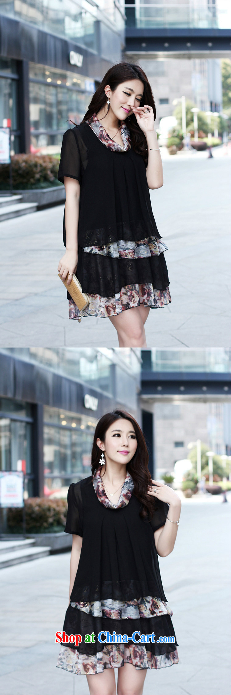 Song Meng Yin Yue XL female summer new, snow-woven dresses Korean short-sleeved loose leave two skirt AS 0116 black XXL (135 - 150 ) jack pictures, price, brand platters! Elections are good character, the national distribution, so why buy now enjoy more preferential! Health