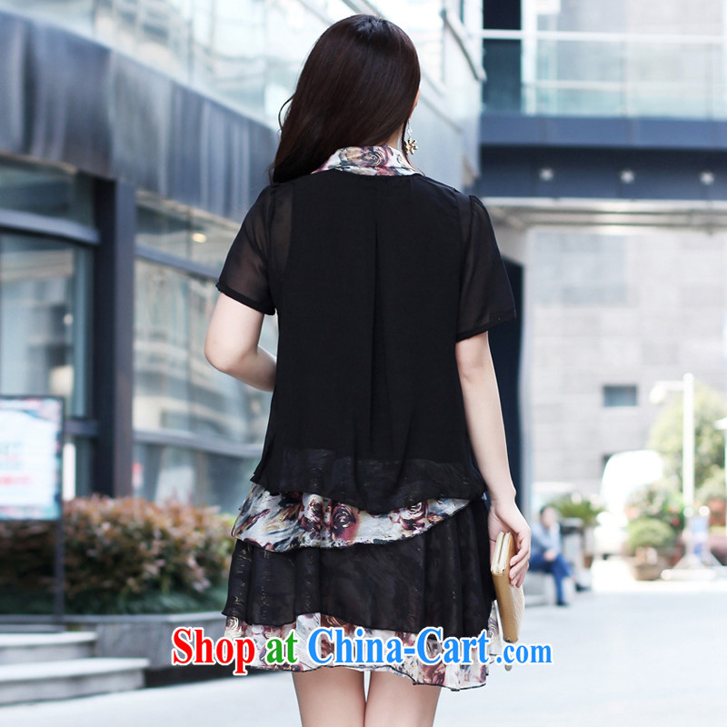 Song Meng Yin Yue XL female summer new, snow-woven dresses Korean short-sleeved loose leave two skirt AS 0116 black XXL (135 - 150 ) jack, Song had Yin Yue, shopping on the Internet