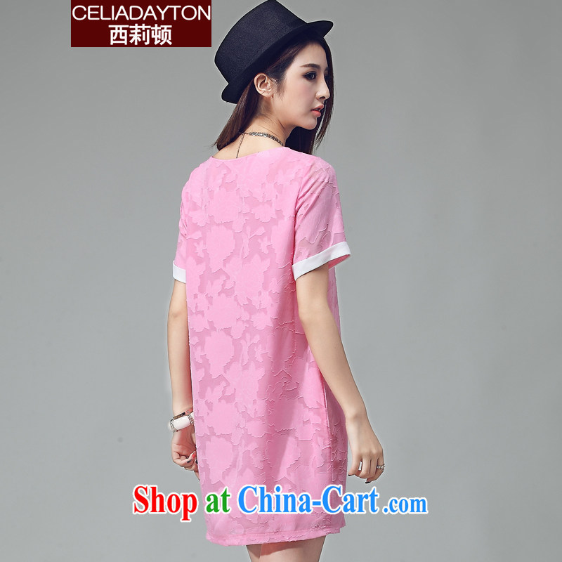 Cecilia Medina Quiroga and Macedonia, women in Europe and America 2015 new thick mm summer the fat loose, long, snow-woven shirt short-sleeved thick sister Joe the yarn jacquard-yi skirt pink XXL, Cecilia Medina Quiroga (celia Dayton), online shopping