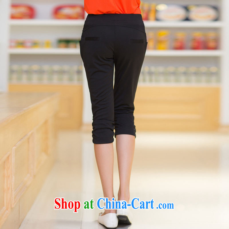Summer 2015 new thick mm larger female graphics thin beauty high pop-up 7 pants thick sister and indeed increase black XXXL, Biao (BIAOSHANG), shopping on the Internet