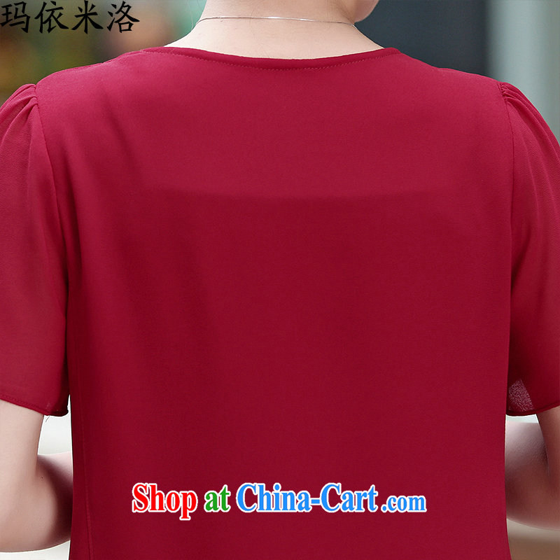 mm thick summer 2015 new blouses short-sleeved Solid Color loose video thin large, female snow woven shirts elegance small T-shirt girl, older women with new maroon XXL recommendations 130 - 145 jack, according to her, and, on-line shopping