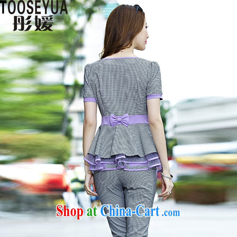 Tung-yuan (TOOSEYUA) 2015 summer new Korean version the code short-sleeved lace stitching 7 pants sport and leisure package T 218 deep purple XXL, Tung-yuan (TOOSEYUA), online shopping