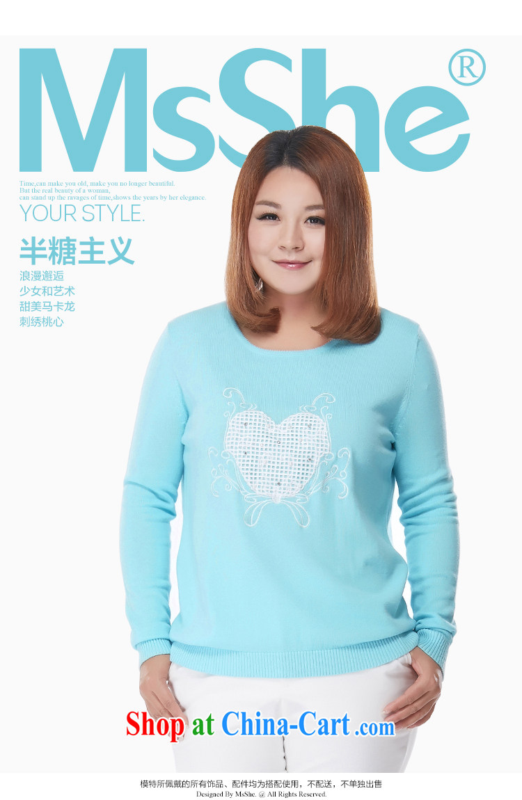 MSSHE XL ladies' 2015 spring embroidered long-sleeved sweater sweater 2605 light blue 4 XL pictures, price, brand platters! Elections are good character, the national distribution, so why buy now enjoy more preferential! Health