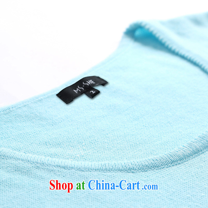 MSSHE XL ladies' 2015 spring embroidered long-sleeved sweater sweater 2605 light blue 4 XL, Msshe, shopping on the Internet