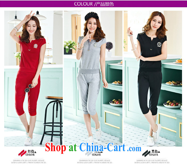 2015 short-sleeved sport and leisure package V collar 7 pants large, female Korean uniforms red XXL pictures, price, brand platters! Elections are good character, the national distribution, so why buy now enjoy more preferential! Health