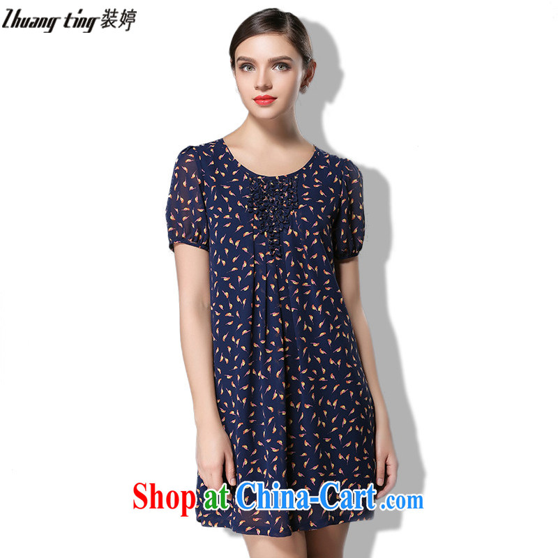 The Ting zhuangting fat people graphics thin summer 2015 the Code women's clothing high-end in Europe and indeed the greater emphasis on sister short-sleeved dresses 3354 white 4XL, Ting (zhuangting), online shopping