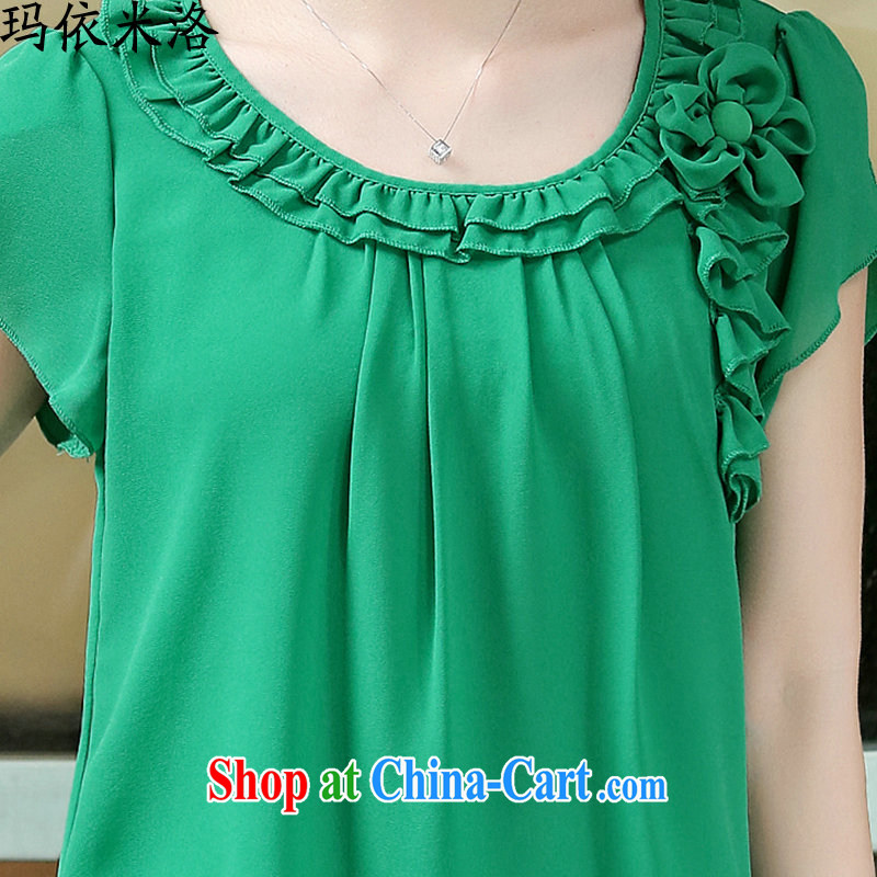 mm thick summer 2015 new female Korean version round-neck collar short-sleeved Solid Color loose video thin large code female snow woven shirts small shirts women T-shirt, older women with new green XXXL recommendations 130 - 145 jack, according to her, and, on-line shopping