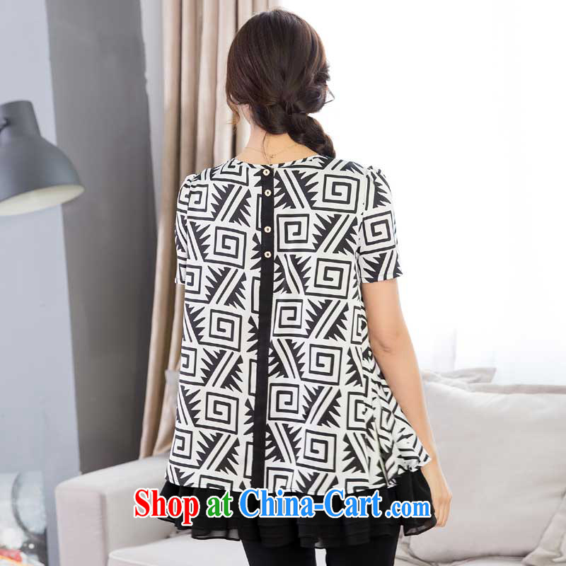 Al Gore, (GOSY) 2015 summer new, larger female geometric stamp snow woven shirts black 4XL (suitable for weight see details), Al Gore, (GOSY), shopping on the Internet