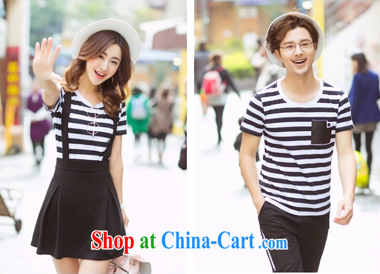New summer couples with summer skirts women cultivating short-sleeved T-shirt stripes Korean packaged service class picture color male XXL pictures, price, brand platters! Elections are good character, the national distribution, so why buy now enjoy more preferential! Health