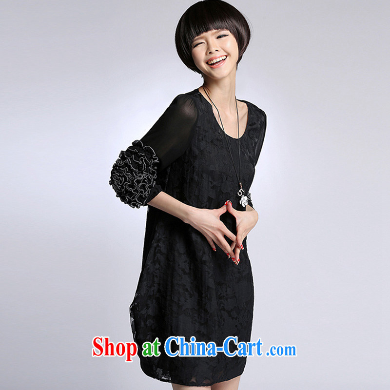 In short, the 2015 will be in Europe and America, new emphasis on MM and indeed intensify, loose video thin, long, the root yarn jacquard dresses J 799 black 4XL, in short, would be (Janrelove), online shopping