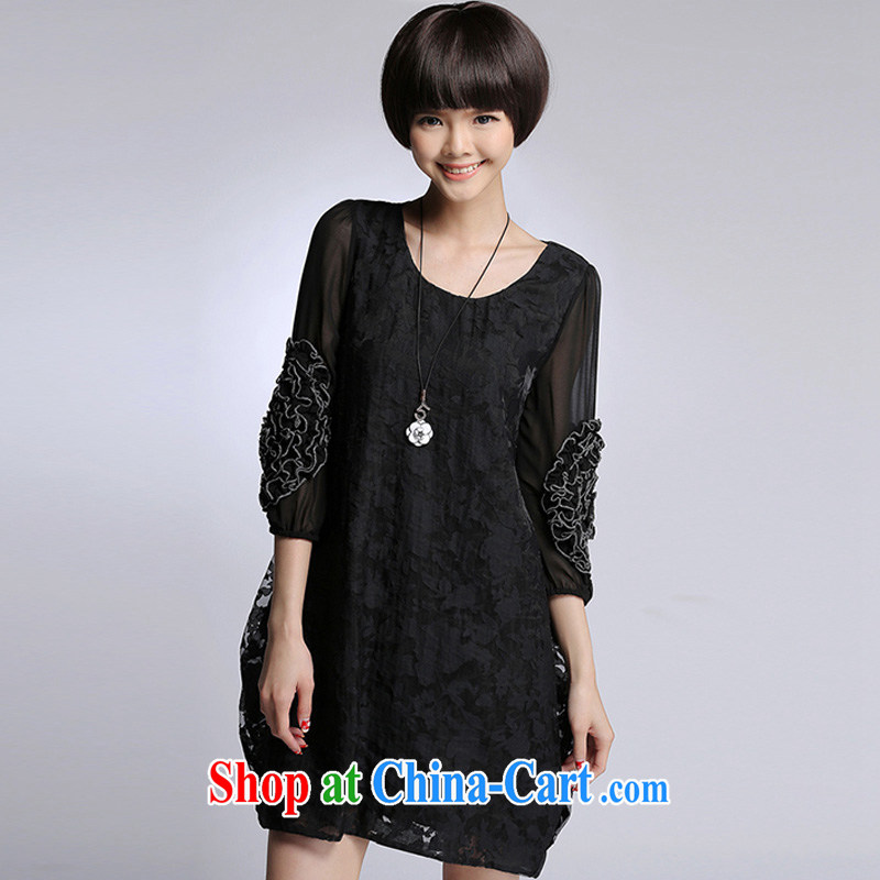 In short, the 2015 will be in Europe and America, new emphasis on MM and indeed intensify, loose video thin, long, the root yarn jacquard dresses J 799 black 4XL, in short, would be (Janrelove), online shopping