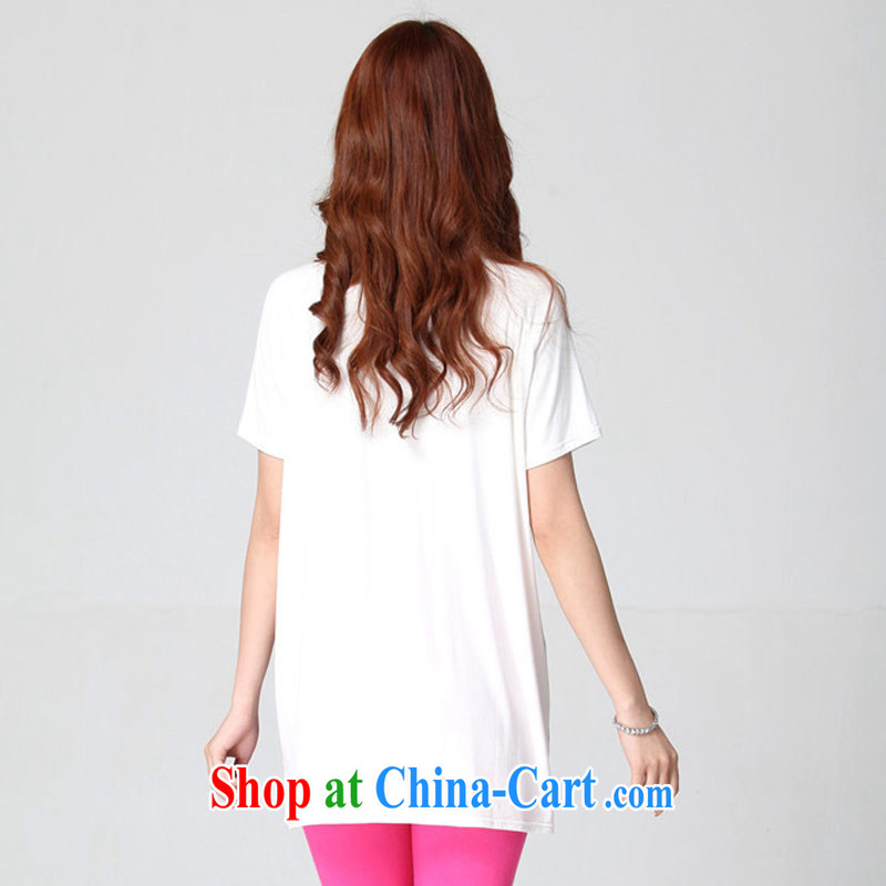 Thin (NOS) summer maximum code female Korean version, generation, snow cotton woven T shirt knocked color loose T-shirt W 16,091 large white code 5 XL, thin (NOS), online shopping