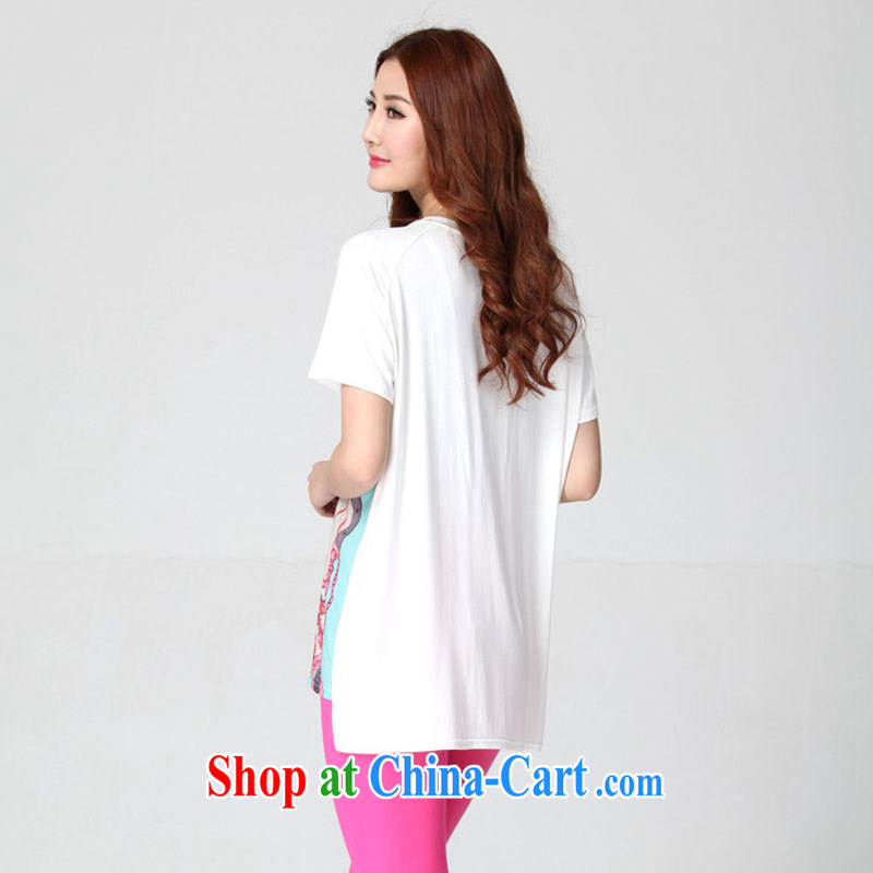 Thin (NOS) summer maximum code female Korean version, generation, snow cotton woven T shirt knocked color loose T-shirt W 16,091 large white code 5 XL, thin (NOS), online shopping