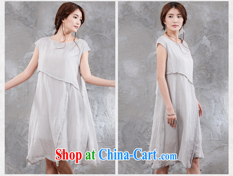 Xiao Nan Guo Yi, summer wood to ensure maximum code ramie ladies embroidery, long skirt package shoulder cuff dress double - 2-color blue M pictures, price, brand platters! Elections are good character, the national distribution, so why buy now enjoy more preferential! Health