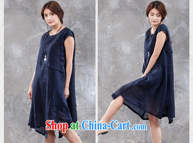 Xiao Nan Guo Yi, summer wood to ensure maximum code ramie ladies embroidery, long skirt package shoulder cuff dress double - 2-color blue M pictures, price, brand platters! Elections are good character, the national distribution, so why buy now enjoy more preferential! Health