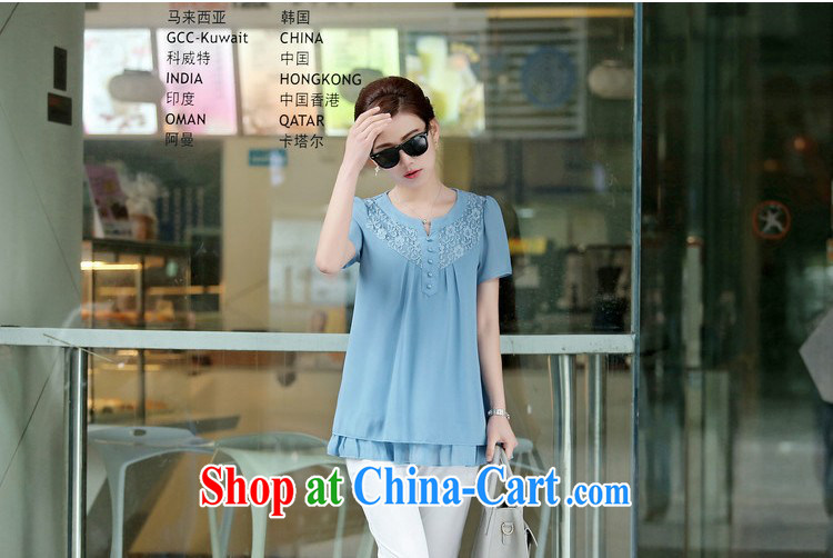 The Ju-Yee Nga 2015 summer new Korean version thick MM lace stitching double-decker Big code female snow woven shirts YZ 5263 light blue XXXL pictures, price, brand platters! Elections are good character, the national distribution, so why buy now enjoy more preferential! Health
