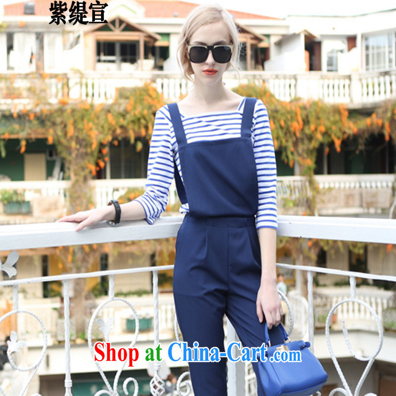 First economy summer sun new, the United States and Europe, female and stylish lounge two-piece with streaks T cotton shirt T-shirt + 100 ground strap trousers 9 trousers 1543 #3 XL 150 - 160 Jack left and right, and first long-sun, shopping on the Internet