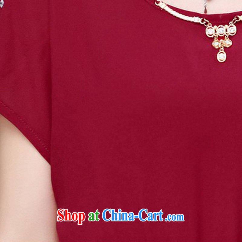The Ju-yi, the Code women's clothing dresses summer new hot drill on cultivating MM graphics thin double snow woven dresses YZ 5361 maroon XXXL, Ju-yee Nga, shopping on the Internet
