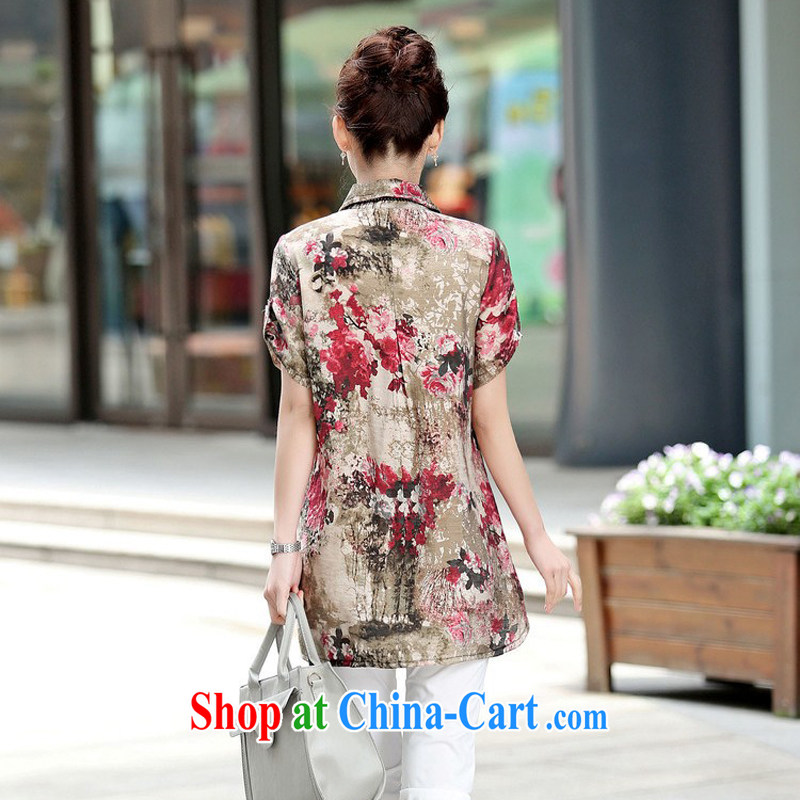 The Ju-Yee Nga 2015 summer new, larger female water and ink stamp, long, thick sister graphics thin short-sleeved and indeed intensify shirt YZ 5368 Orchid XXXL, Ju-yee Nga, online shopping
