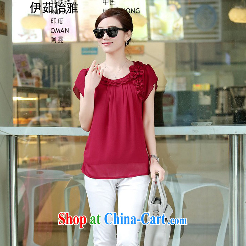 The Ju-Yee Nga 2015 new summer wear the Code women scallops for thick MM graphics thin and thick snow and woven shirts YZ 5561 maroon XXXL
